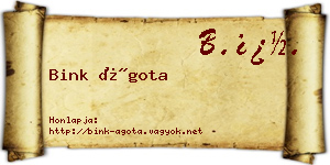 Bink Ágota névjegykártya